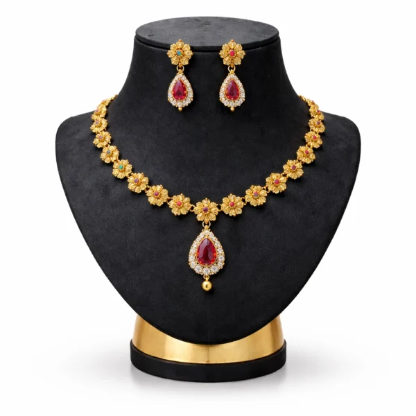 Elegant gold and ruby jewelry set shynel