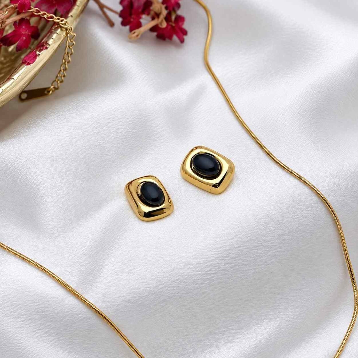 Shynel Anti tarnish Black Stone Jewellery Set Midnight Aura