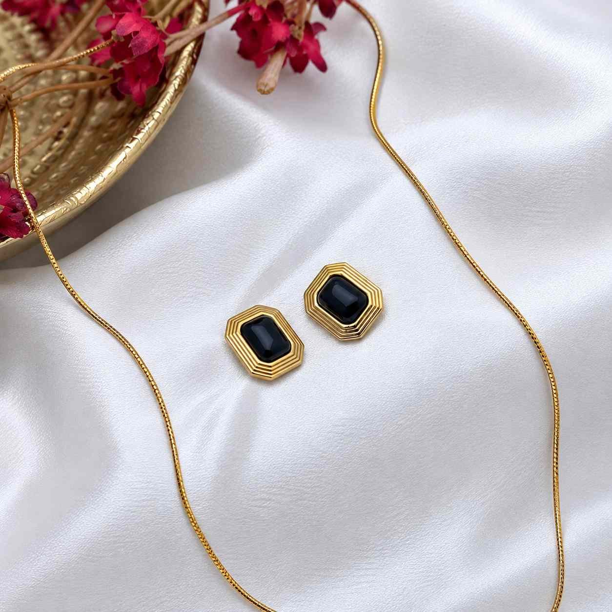 Anti Tarnish Black Stone Jewelry Set Midnight luxe