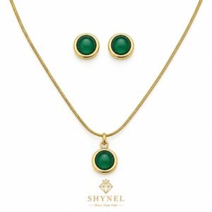 Green Stone Minimal Set Emerald Dew shynel anti tarnish jewelry product image
