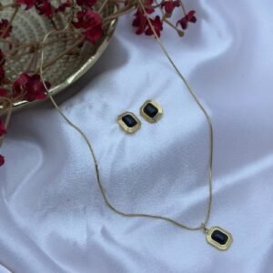 Black Stone Pendant Set | Midnight Luxe
