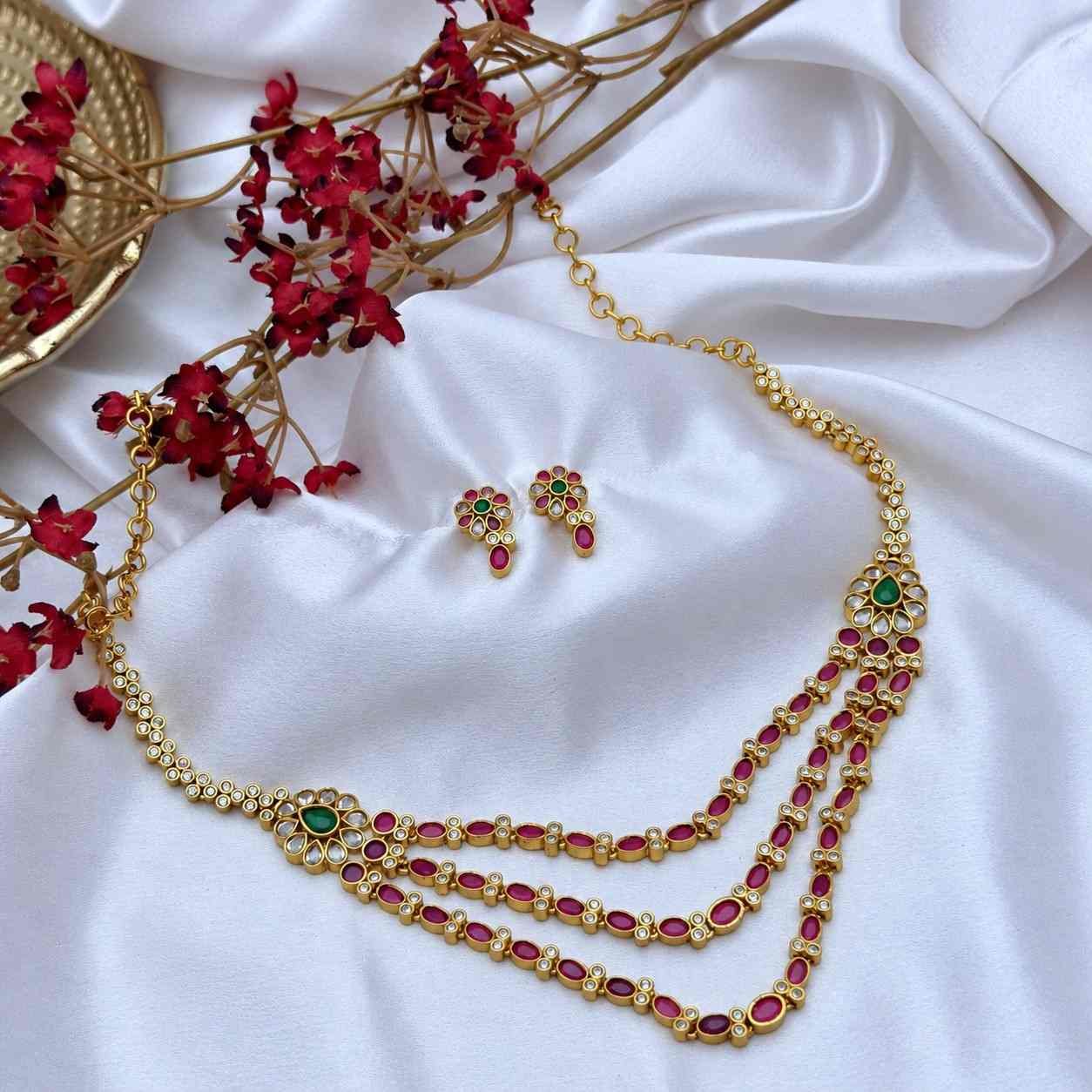 shynel Anti Tarnish Layered Traditional Jewellery Set Rani Cascade