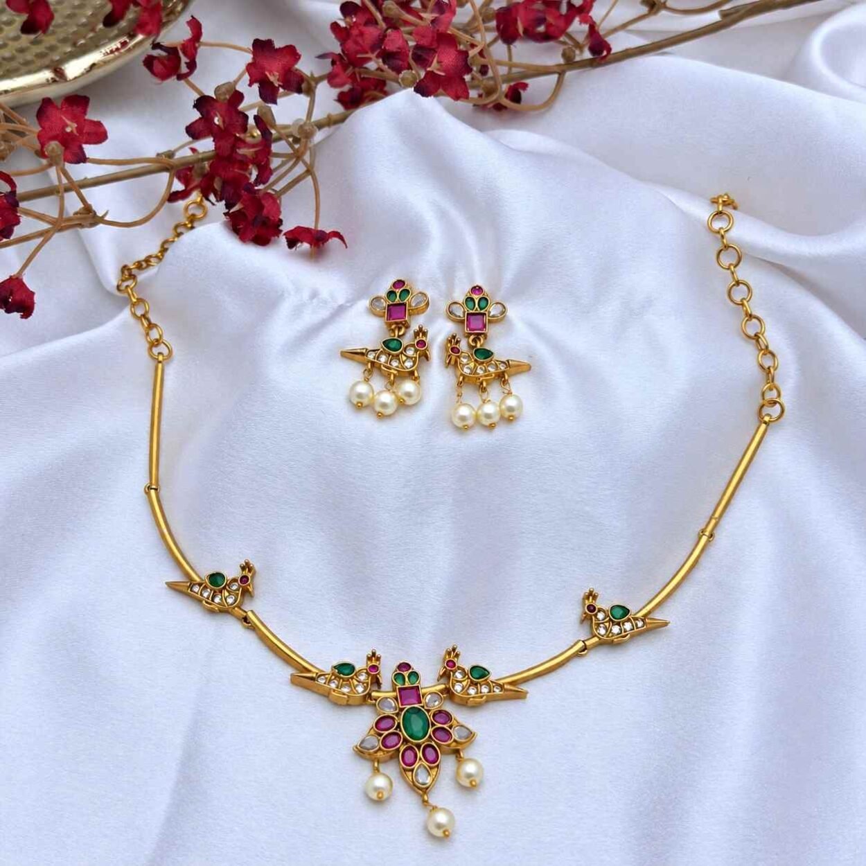 shynel Anti Tarnish Peacock Choker Set for Women Mayura Heritage