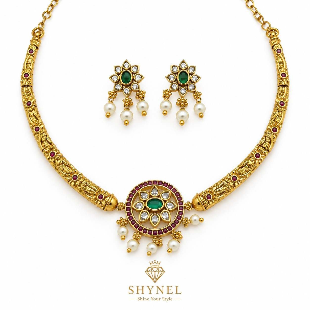 Ruby Pendant Jewellery Set for Women Ruby Pearl Luxe shynel anti tarnish jewelry product image