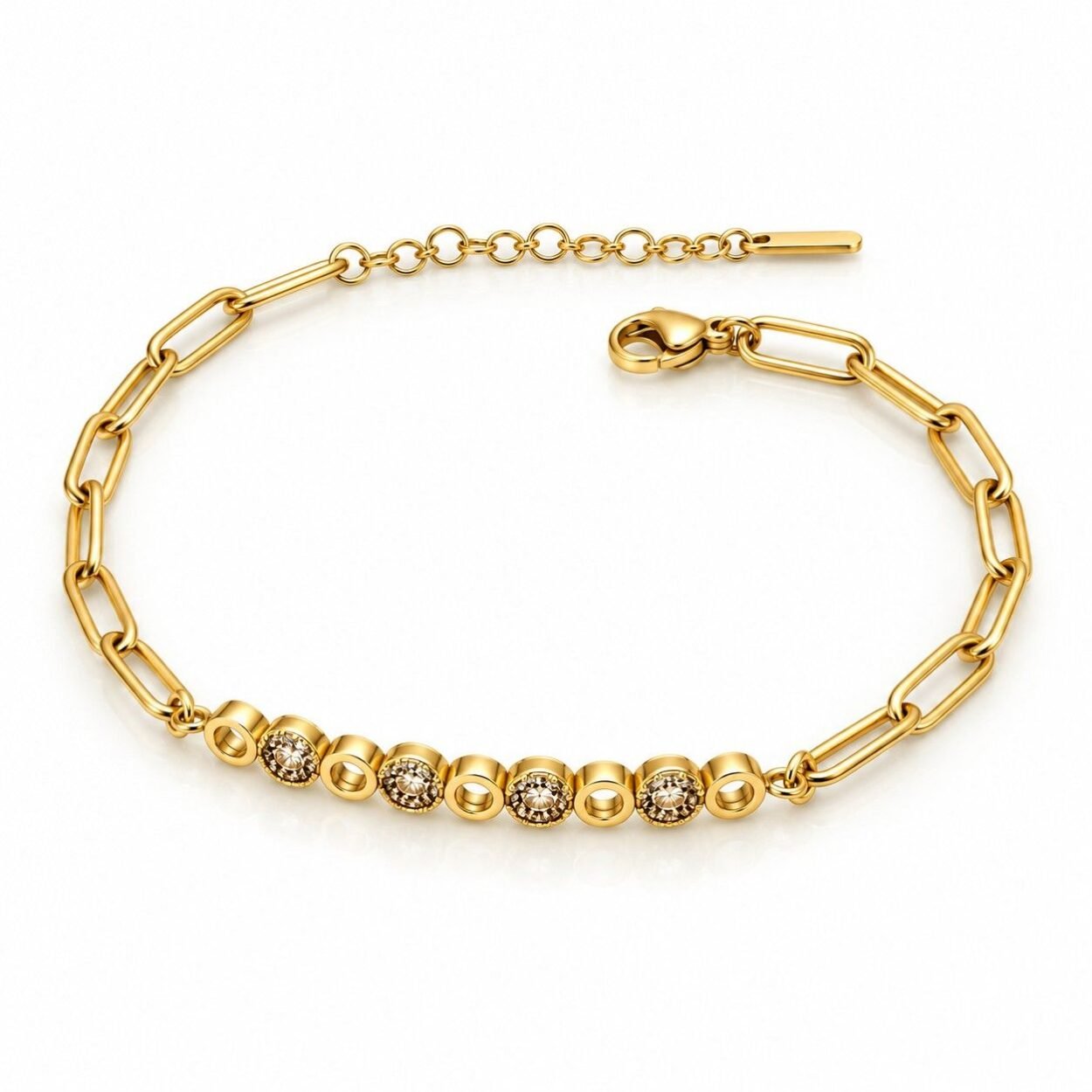 Golden Interlock Crystal Bracelet for Women
