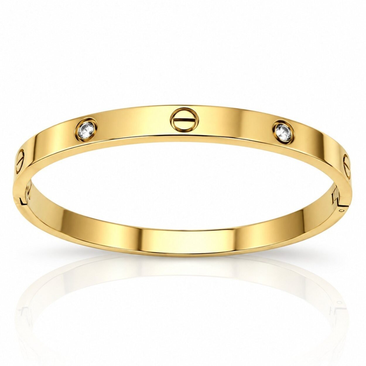 SHYNEL classic gold screw motif bangle bracelet with crystal accents for women